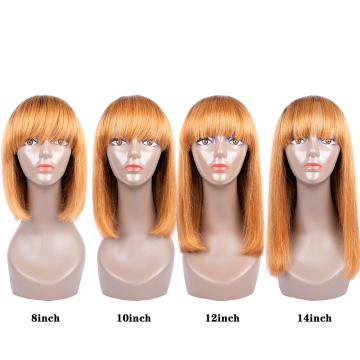 Overnight Delivery Brazilian Virgin Cuticle Aligned Human Hair Ombre Honey Blonde 1b 27 Color Short Bob Wig for White Women