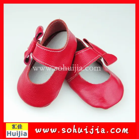 Autumn fashion italian cheap red bow moccasins soft flat real leather cute shoes for baby girl