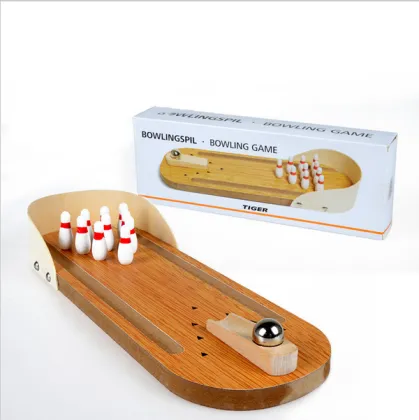 Mini Desktop Wooden Bowling Game Board Game
