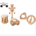 Baby wooden organic beech teething ring baby