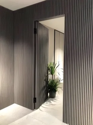 Elegant Wooden Slat Door for Household Privacy