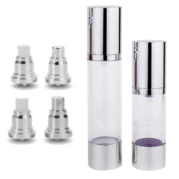 YT_MS Airless Collection Silver Decorated Clear Pump Bottle - 15ml to 120ml