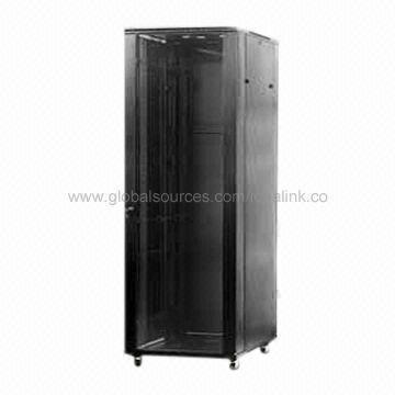 Standing Network Cabinet With Tempered Glass Locking Doors, Lockable ...