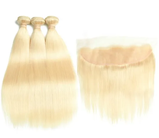 Blonde 613 straight  human hair ear to ear13*4 baby hair lace frontal