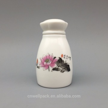Different sizes colorful ceramic jars for cosmetic products