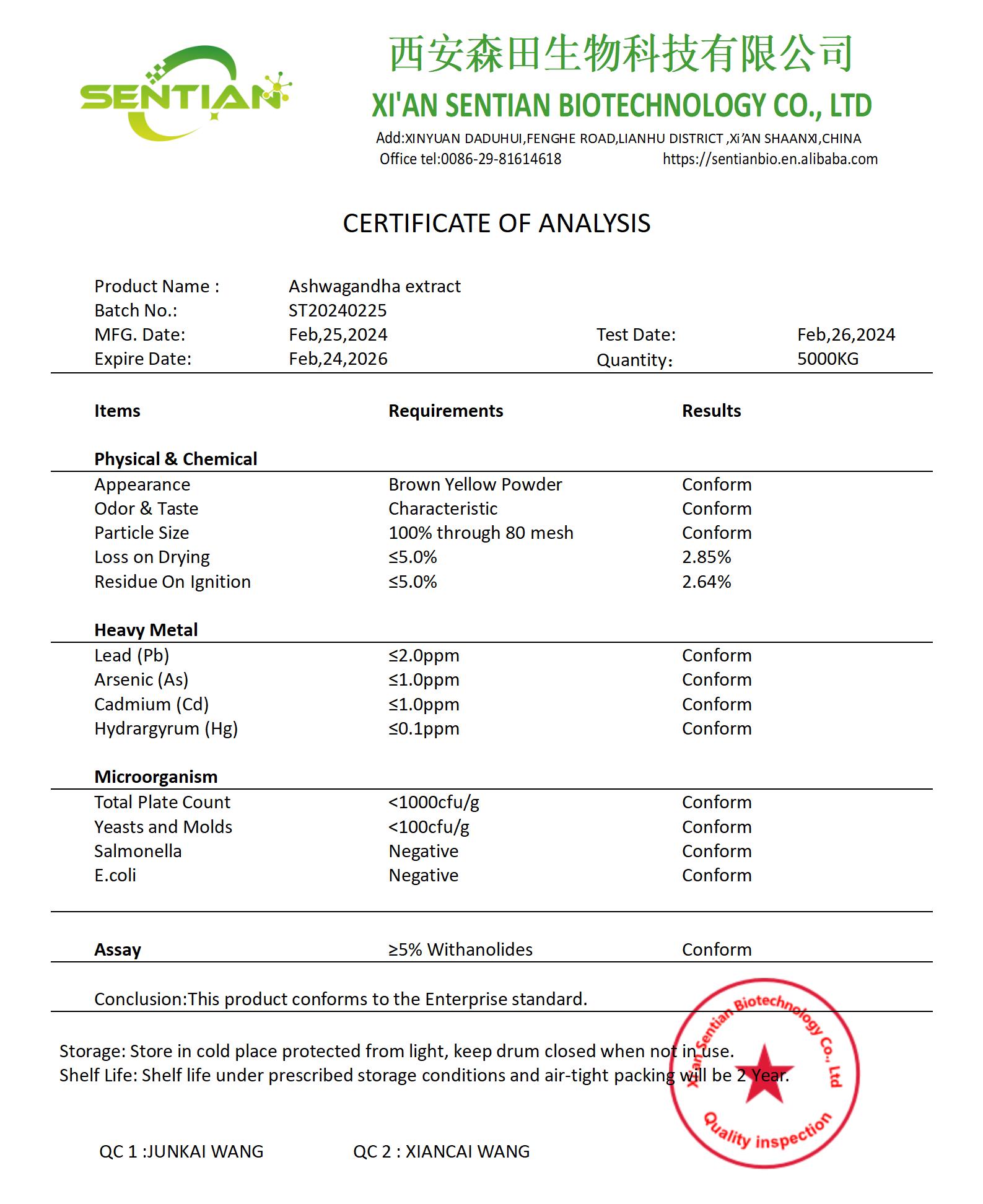 Ashwagandha extract 5% Withanolides-COA_01