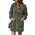 Women's Quarter Zipper Long Sherpa Hoodie