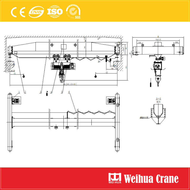 Single Girder Overhead Crane With Metallurgy Hoist