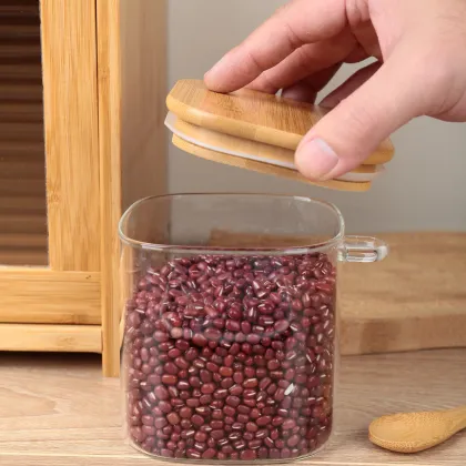 High Borosilicate Glass Sealed Jar with Bamboo Lid and Spoon