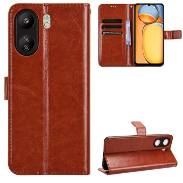 Luxury Crazy Horse Leather Wallet Phone Case for Xiaomi 14 Pro and Redmi 13C