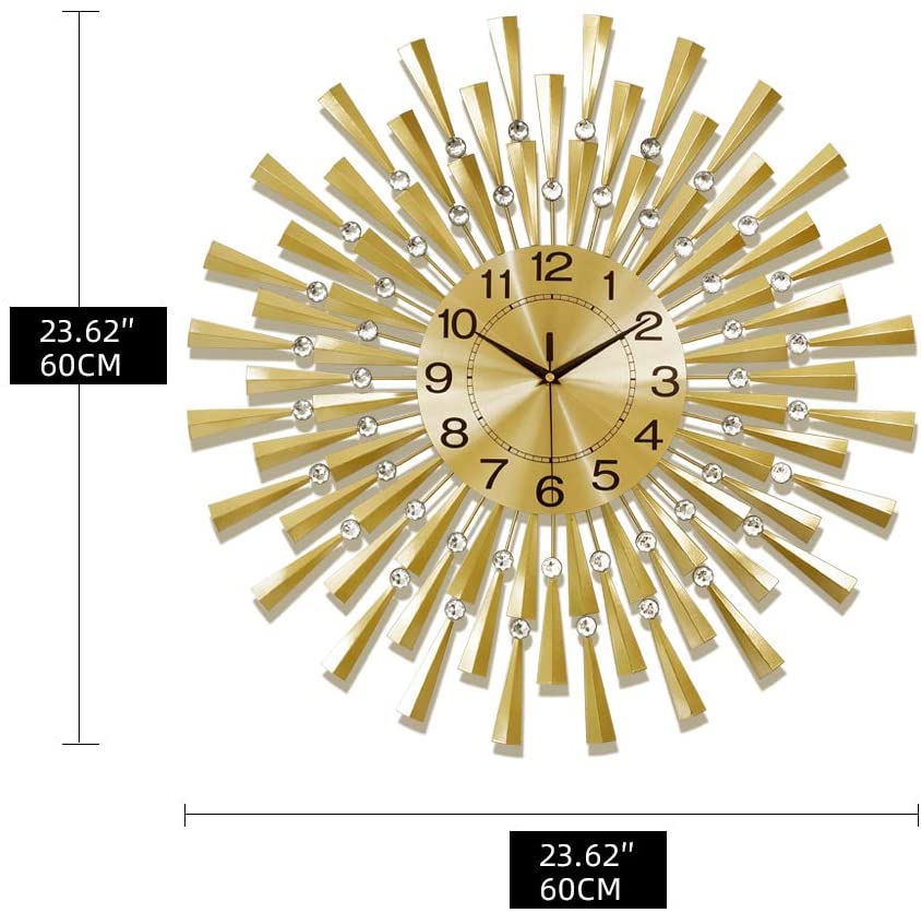 Horloge murale silencieuse en or moderne non coche