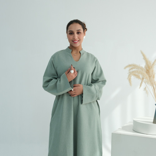 لباس کتانی بسته Abaya روپوش گشاد مینیمالیست