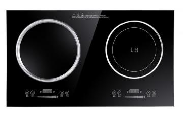 Two Burners Black Glass Panel Induction Cooker 3500W