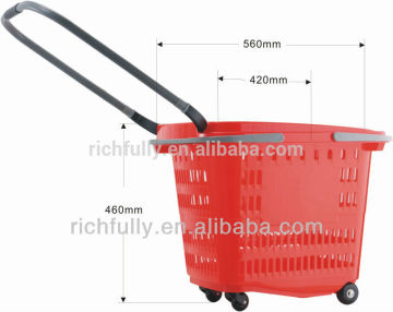 RFY-SL12: New style 50L plastic shopping trolley, grocery cart 4 wheels, handcart