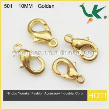 Hot Sell Fashion Jewelry Finding Plated Golden Lobster Clasp 10mm