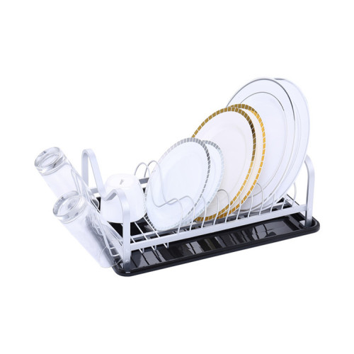 Aluminum Dish Rack With Spout Tray Compact Dish Drainer for Kitchen Counter Manufactory