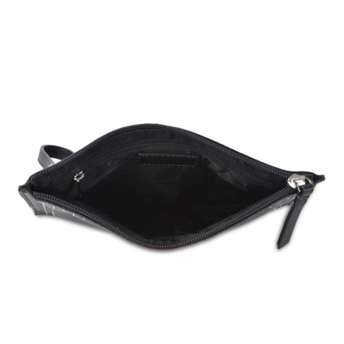 Glossy Black Patent Leather Clutch Purse With Rivets