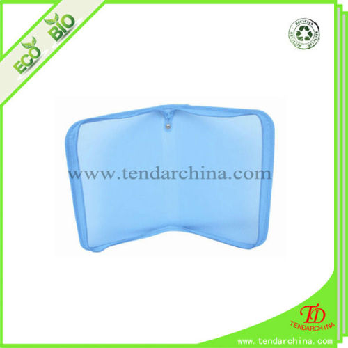 clear file bag with zipper made of clear pp or pvc