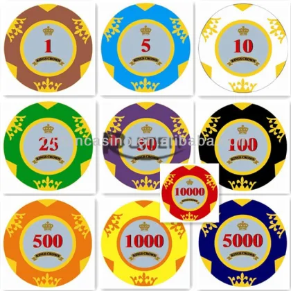14g Clay Poker Chip High Quality Kings Crown Sticker Poker Chip