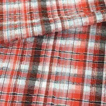 Multicolor Seersucker Check Fabric, Made of Polyester, Rayon, Nylon and Spandex