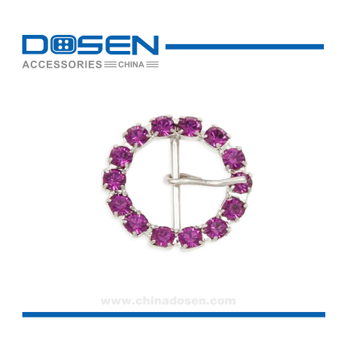 Glitter Fuchsia Rhinestone Crystal Round Diamante Belt Pin Buckle Decorative Strap Buckle Head for Ribbon Bracelet Leather Belt