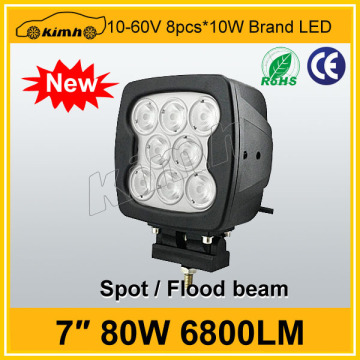 7 Inch 80W Long Lifespan PMMA Commercial Electric 12V Auto Led Work Light