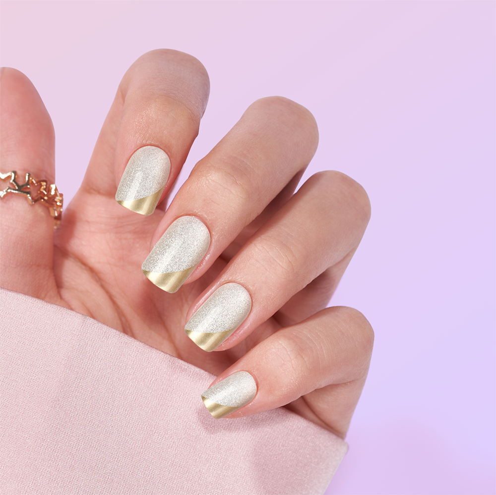 Golden french false nail