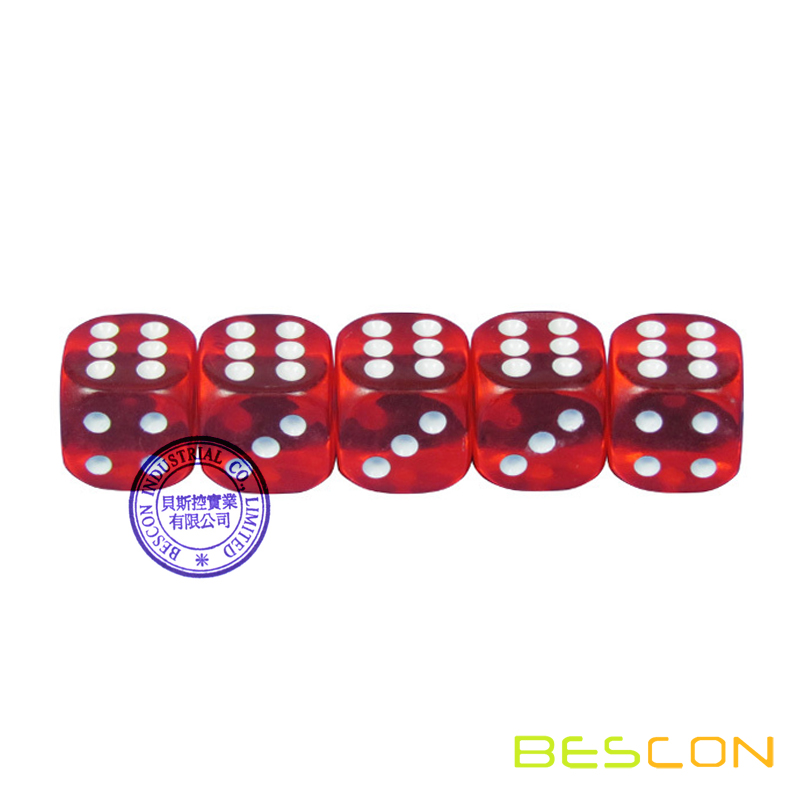 3/4 &quot;(19 mm) Runde rote transparente Casino Würfel