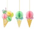 Ice Cream Party Honeycomb Ice Cream Cone Hanging Decoration Kids Birthday Party Summer Baby Shower Girl