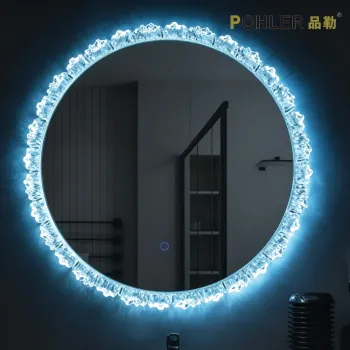 Round Ice Texture LED Bathroom Mirror