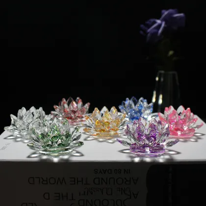 Feng Shui Crystal Lotus Paperweight - Wedding Decoration and Religious Gift