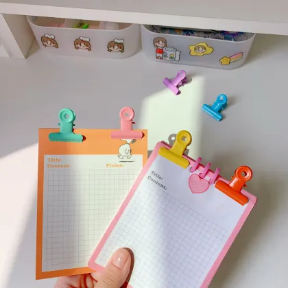 Japanese Style Retro Pink Round Tail Clip: Metal Long Tail Clip for Office Storage, Perfect for Ticket and Paper Files