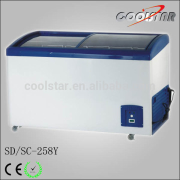 Hot sale ice cream curved glass door merchandiser