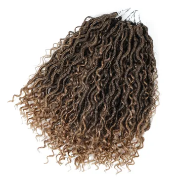 NEW Goddess Locs Crochet Hair 14 Inch Pre-Looped Skinny River Fauxs Locs Wavy Crochet Braids Curly Hair