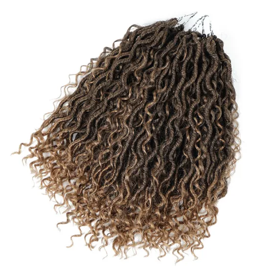 NEW Goddess Locs Crochet Hair 14 Inch Pre-Looped Skinny River Fauxs Locs Wavy Crochet Braids Curly Hair