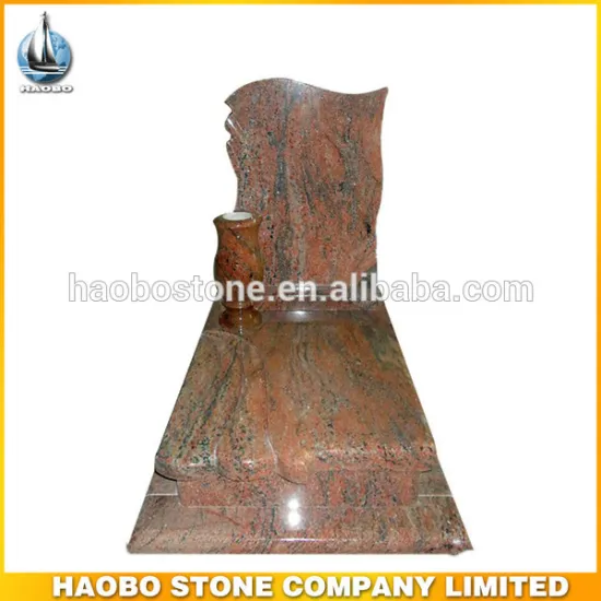 Multicolor red granite tombstone with vase design