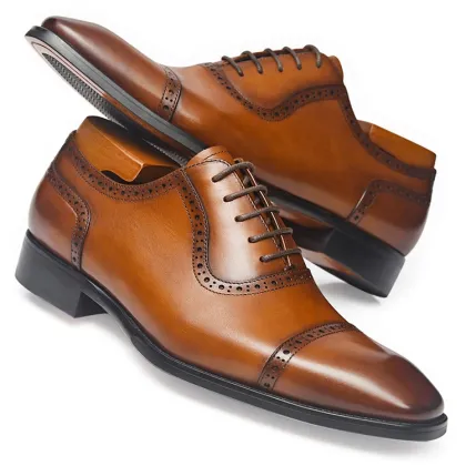 Full Genuine Leather Formal Shoes - Elegant Style Men's Oxford Wedding Shoes