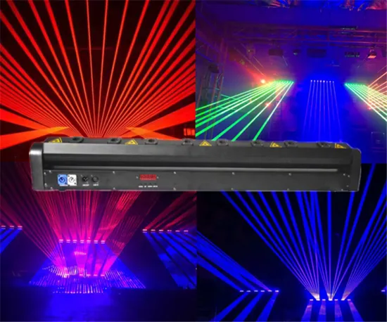 Stage Lights: 8-Head RGB 3in1 Laser Beam & Full Color Changing Light Bar