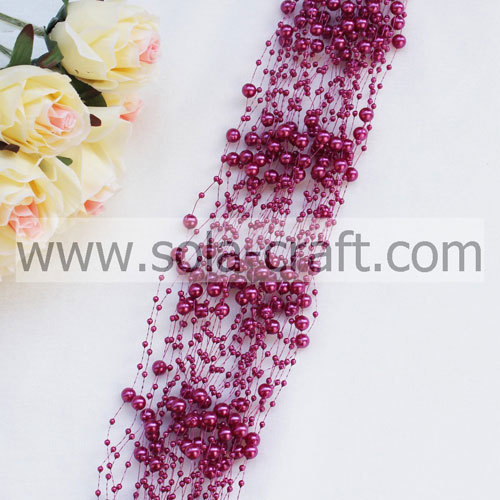 Red Colors Imitation Pearl Beaded Chains With 3+8MM For Decoration