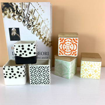 Bamboo Lid Porcelain Airtight Jewelry Storage Jar