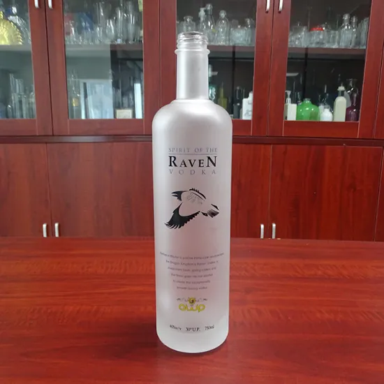 Decal surface handling empty frost 750ml spirit vodka glass bottle