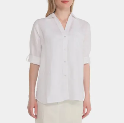 100% Linen Bleach White Shirt