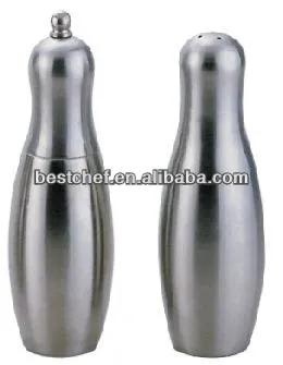 stainless steel Bowling shaped Pepper mill and Salt shaker