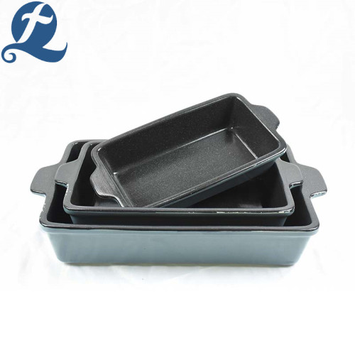 Binaural rectangular ceramic household bread baking pan