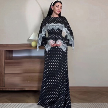 لباس ماکسی شنل عبای توری کنتراست