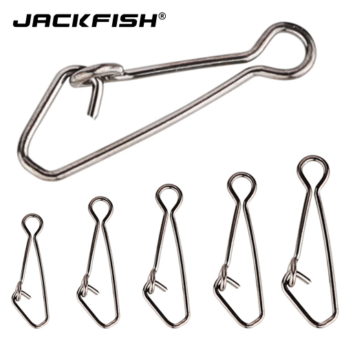 JACKFISH Fishing Connector 50pcs/lot Stainless Steel Fishing swivels Snaps Fishing Hook Sea Ocean Swivel Rolling Snap