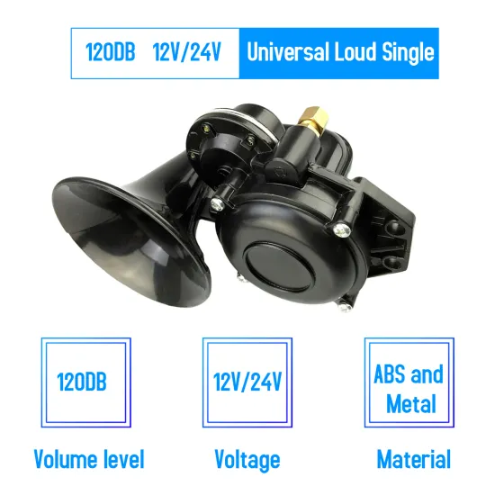 120DB 12V/24V Auto Loud Single Trumpet Snail Air Horn Siren Waterproof Speaker Universal for Car Truck Bus Van