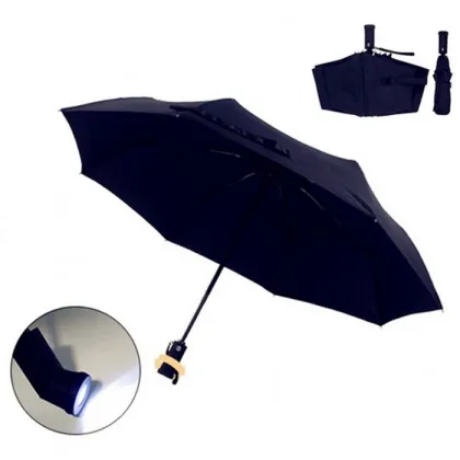 Portable Windproof Automatic 3-Fold Reflective Umbrella with 10 Ribs