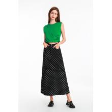 Geborduurde visstaartstijl denim midi rok