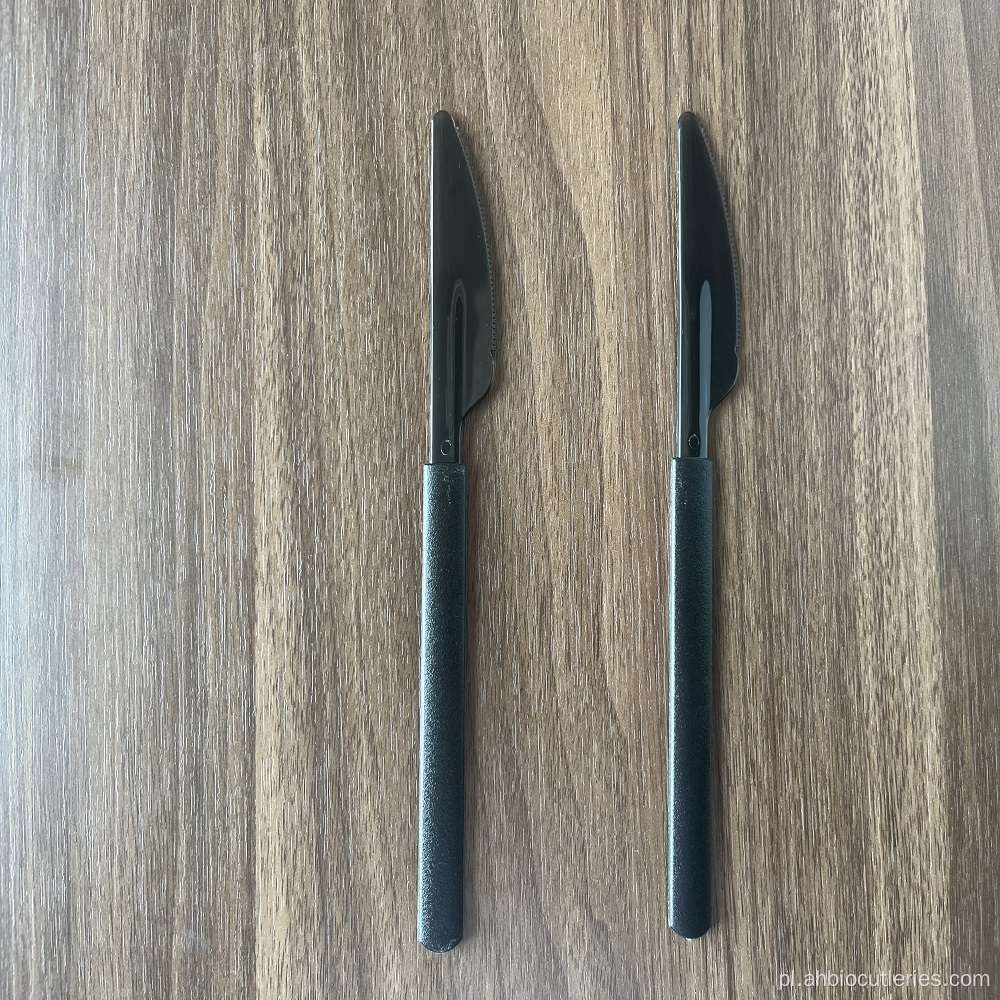 Niestandardowe czarne sztućce biodegradowalne nóż jednorazowy